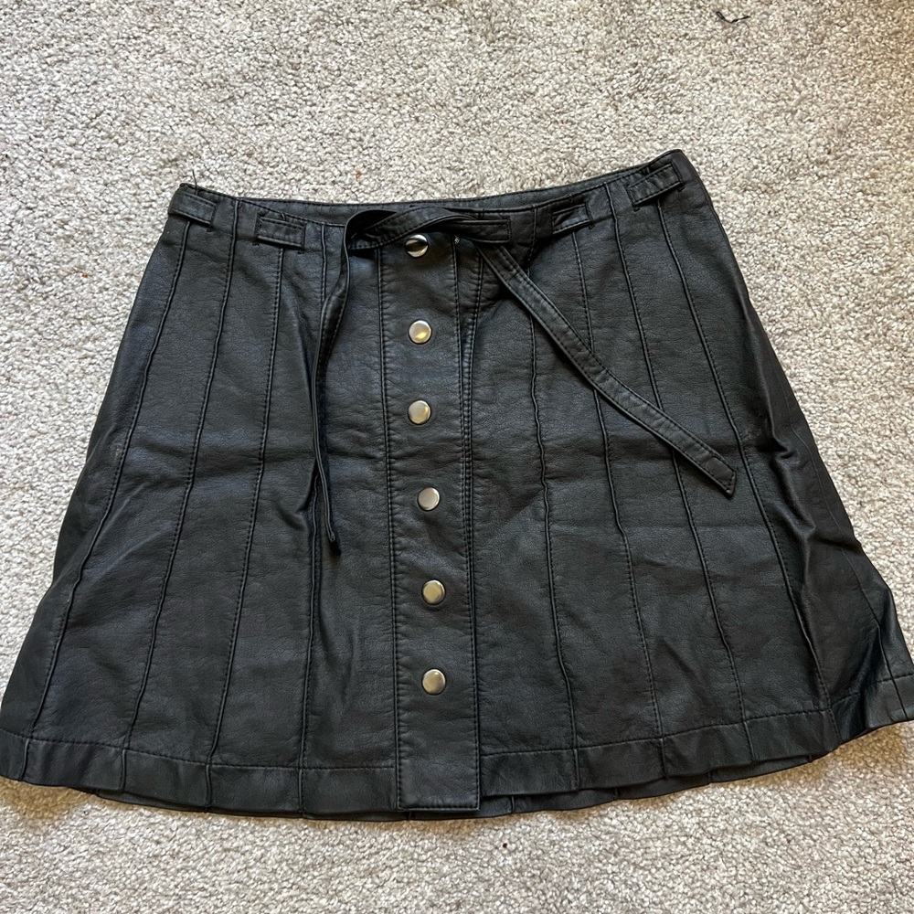 Free People Black Pleather Skirt